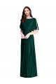 Purcahse  Ever Green Bateau Neck Bell Sleeves V-Back Long Maxi Evening Dress UK