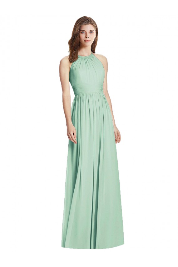 Purcahse  Mint Green Halter Neck Sleeveless Open Back Long Maxi Evening Dress UK