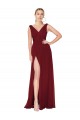 Purcahse  Burgundy High Neck Sleeveless V-Back Long Wedding Party Dress UK