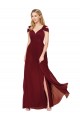 Purcahse  Burgundy High Neck Sleeveless Soft Chiffon Long Evening Dress UK