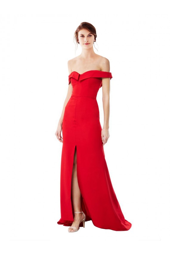 Purcahse  Red High Neck Sleeveless Stretch Crepe Long Evening Maxi Dress UK