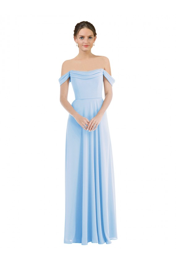 Purcahse  Light Sky Blue Off the Shoulder Sleeveless Long Maxi Wedding Party Dress UK