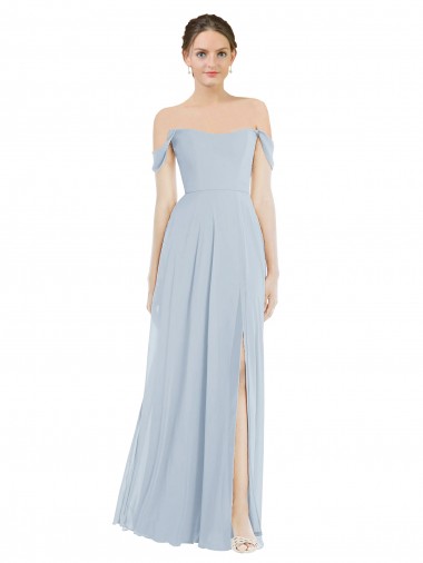 Cheap Sea Glass Off the Shoulder Flounce Sleeves Long Maxi Evening Dress UK