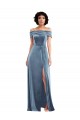 Purcahse  Dusty Blue Off the Shoulder Sleeveless Long Maxi Evening Dress UK