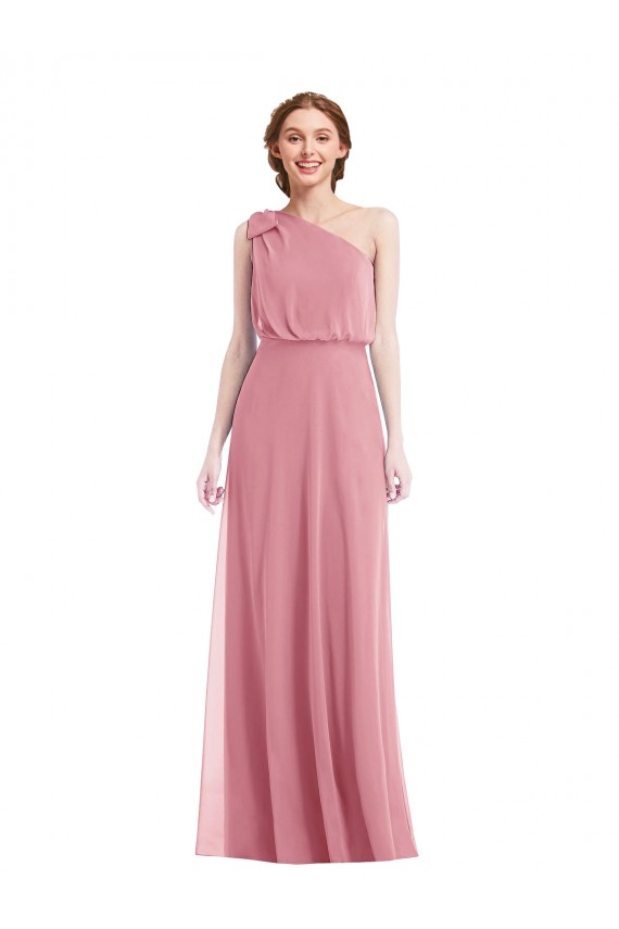 Purcahse  Skin Pink One Shoulder Sleeveless Long Maxi Evening Dress UK