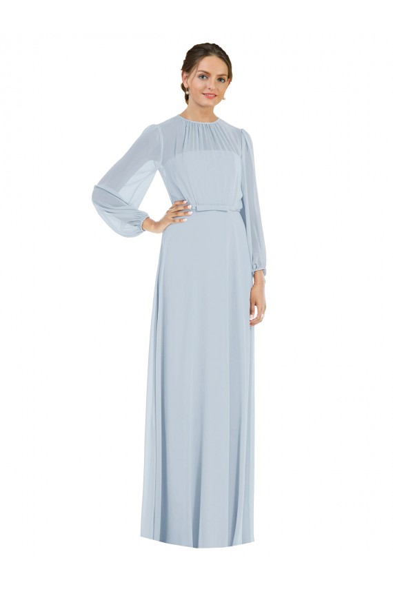 Purcahse  Sea Glass Strapless Puff Sleeves Keyhole Back Long Maxi Evening Dress UK