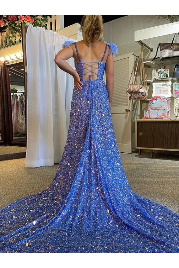 Purcahse  V-Neck Sleeveless Court Train Long Evening Dress UK
