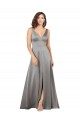 Purcahse  Pearl Grey V-Neck Sleeveless Long Evening Dress UK