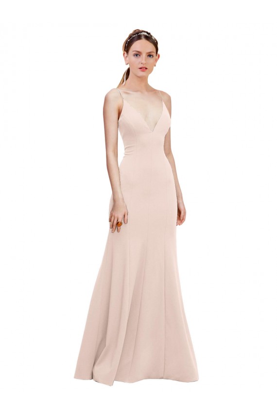 Purcahse  Pink V-Neck Sleeveless V-Back Long Wedding Party Dress UK