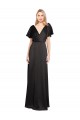 Purcahse  Black V-Neck Cap Sleeves Open Back Long Evening Dress UK