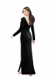 Purcahse  Black V-Neck Long Sleeves V-Back Long Evening Dress UK