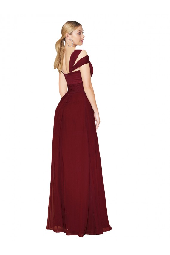 Purcahse  Burgundy High Neck Sleeveless Soft Chiffon Long Evening Dress UK