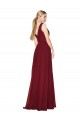 Purcahse  Burgundy High Neck Sleeveless V-Back Long Bridal Party Dress UK