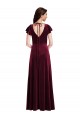 Purcahse  Burgundy V-Neck Flutter Sleeves Long Maxi Evening Dress UK