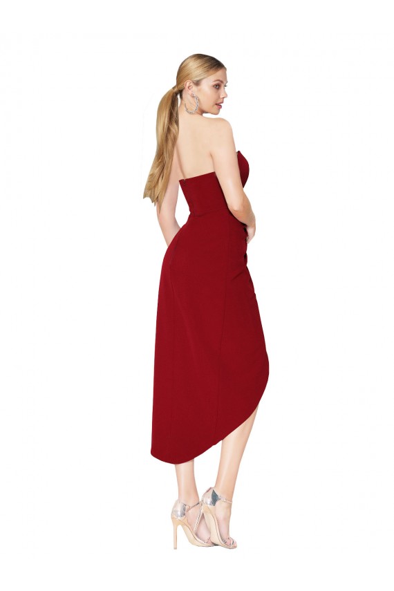Purcahse  Burgundy High Neck Sleeveless Knee Length Sexy Evening Dress UK