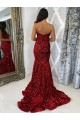 Purcahse  Burgundy Sweetheart Sleeveless Court Train Evening Dress UK