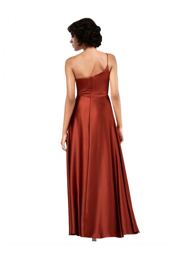 Purcahse  Burnt Orange One Shoulder Sleeveless Long Evening Dress UK