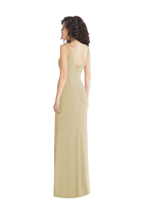 Purcahse  Champagne Square Neck Sleeveless Low Back Long Evening Dress UK