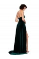 Purcahse  Dark Green Sweetheart Sleeveless Low Back Sweep Train Semi Formal Evening Dress UK