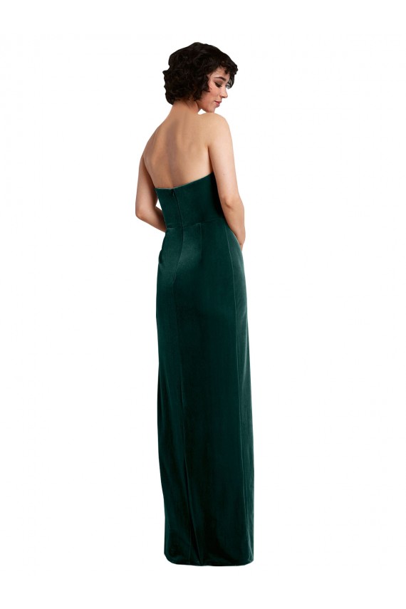 Purcahse  Dark Green Strapless Sleeveless Low Back Long Sexy Evening Dress UK