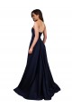 Purcahse  Dark Navy High Neck Sleeveless Low Back Stretch Crepe Long Evening Dress UK