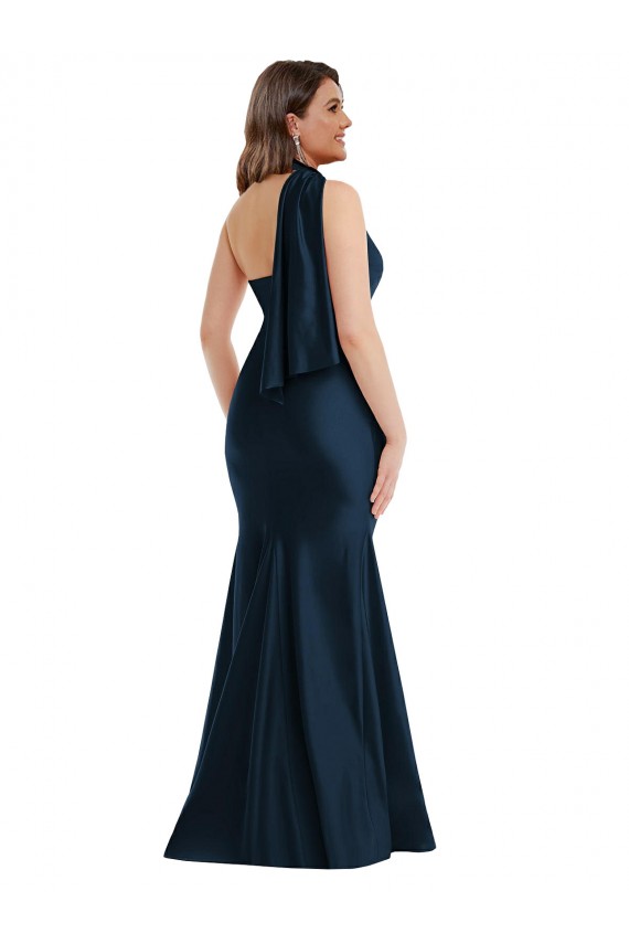 Purcahse  Dark Navy Halter Neck Sleeveless Long Plus Size Evening Dress UK