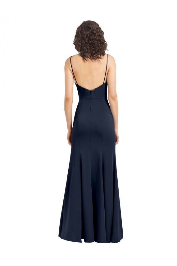 Purcahse  Dark Navy Scoop Neck Sleeveless Low Back Long Wedding Party Dress UK