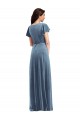 Purcahse  Dusty Blue V-Neck Flutter Sleeves Long Maxi Evening Dress UK