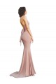 Purcahse  Dusty Pink V-Neck Sleeveless Low Back Spandex Long Sexy Evening Dress UK