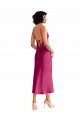 Purcahse  Fuchsia V-Neck Sleeveless Low Back Midi Length Evening Dress UK