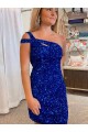 Purcahse  Fuchsia One Shoulder Sleeveless Short Short Evening Dress UK