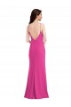 Purcahse  Fuchsia High Neck Sleeveless Open Back Stretch Crepe Long Maxi Evening Dress UK