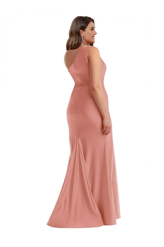 Purcahse  Georgia Peach One Shoulder Sleeveless Long Plus Size Evening Dress UK