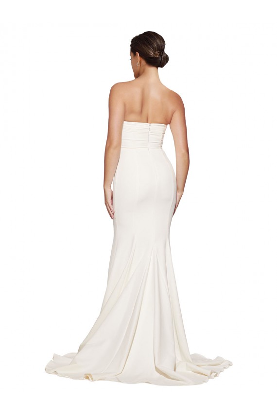 Purcahse  Ivory Strapless Sleeveless Low Back Sweep Train Evening Dress UK