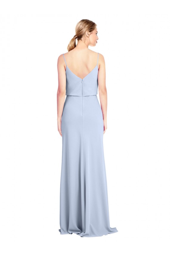 Purcahse  Light Sky Blue High Neck Sleeveless V-Back Long Evening Dress UK