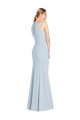 Purcahse  Light Sky Blue Halter Neck Sleeveless Keyhole Back Long Semi Formal Evening Dress UK