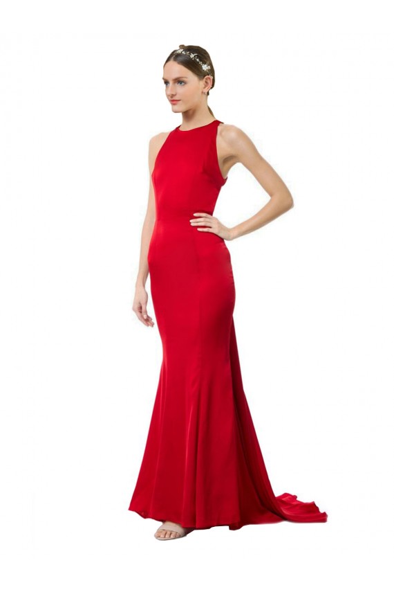 Purcahse  Red High Neck Sleeveless Open Back Long Maxi Evening Dress UK