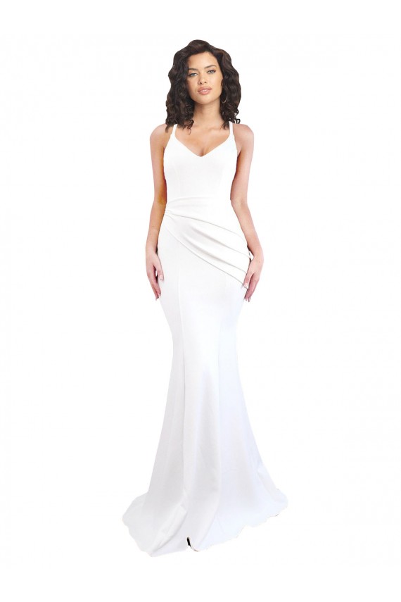 Purcahse  White High Neck Sleeveless Low Back Long Sexy Evening Dress UK