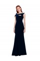 Purcahse  Dark Navy Off the Shoulder Sleeveless Stretch Crepe Long Evening Dress UK