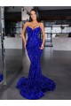 Purcahse  Royal Blue Spaghetti Straps Sleeveless Sweep Train Evening Dresses UK