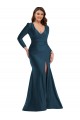 Purcahse  Atlantic Blue V-Neck Long Sleeves Long Plus Size Evening Dress UK