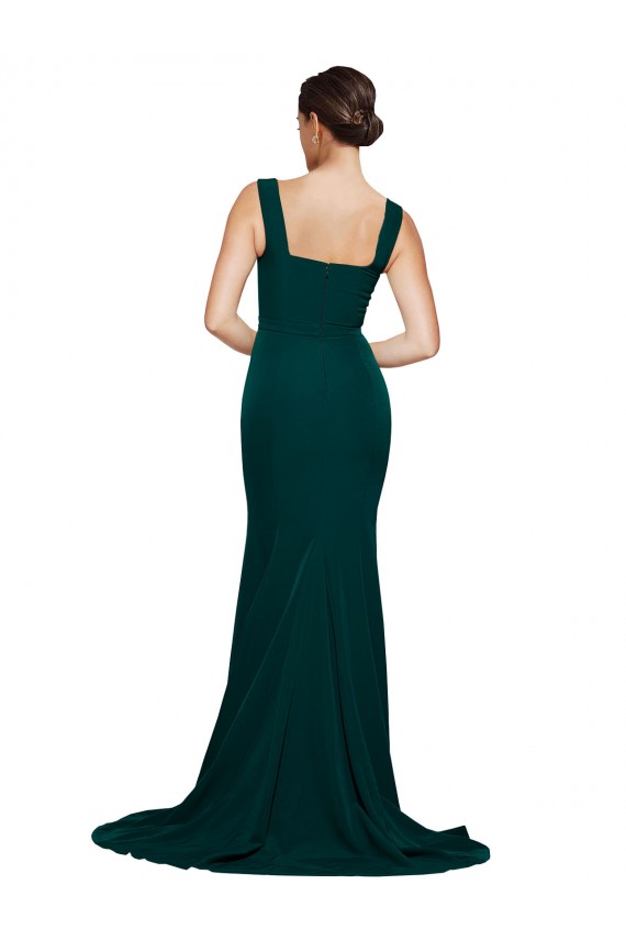 Purcahse  Midnight Green Square Neck Sleeveless Sweep Train Semi Formal Evening Dress UK