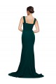 Purcahse  Midnight Green Square Neck Sleeveless Sweep Train Semi Formal Evening Dress UK