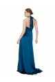 Purcahse  Peacock Blue Halter Neck Sleeveless Open Back Long Evening Dress UK