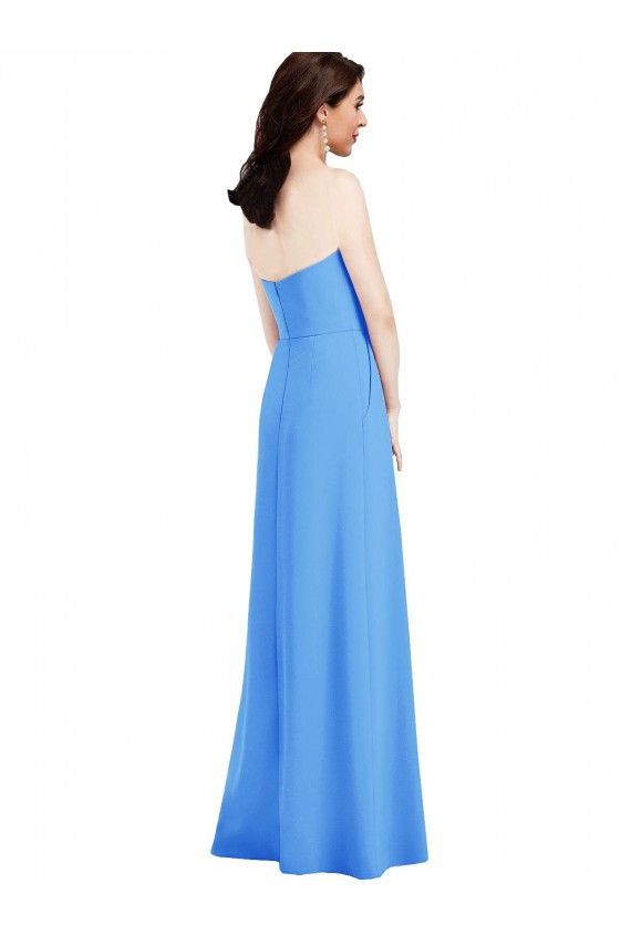 Purcahse  Peacock Blue Strapless Sleeveless Low Back Long Semi Formal Evening Dress UK