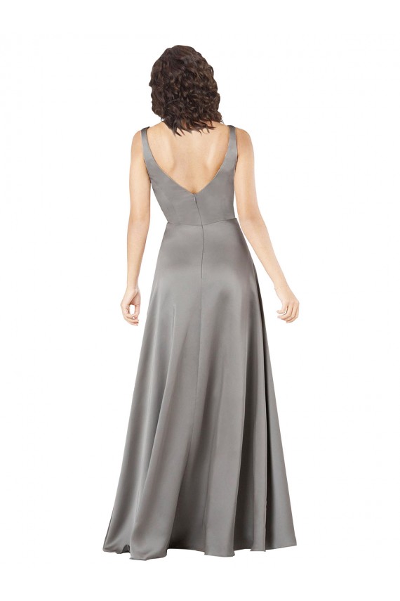 Purcahse  Pearl Grey V-Neck Sleeveless Long Evening Dress UK