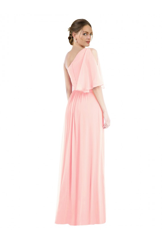 Purcahse  Pink One Shoulder Bell Sleeves Long Maxi Evening Dress UK
