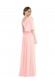 Purcahse  Pink One Shoulder Bell Sleeves Long Maxi Evening Dress UK
