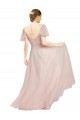 Purcahse  Pink V-Neck Flutter Sleeves Long Semi Formal Evening Dress UK