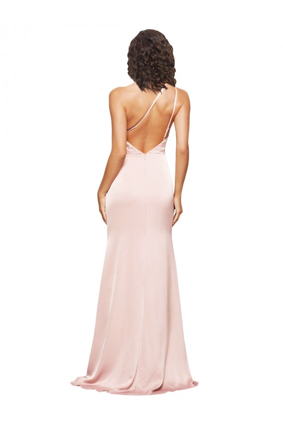 Purcahse  Pink One Shoulder Sleeveless Low Back Long Evening Dress UK